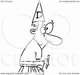 Cartoonist Lineart Holding Bad Male Illustration Cartoon Toonaday Royalty Dunce Stool Pencil Sitting Cap Wearing Graphic Clipart Vector sketch template