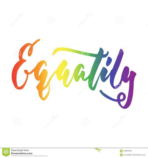 equality lgbt slogan in rainbow color hand drawn