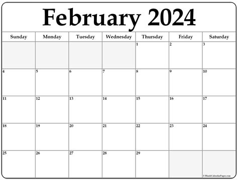 february  blank calendar template february  calendar