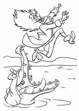 Hook Captain Alligator Coloring Funny Printable Pages Description sketch template