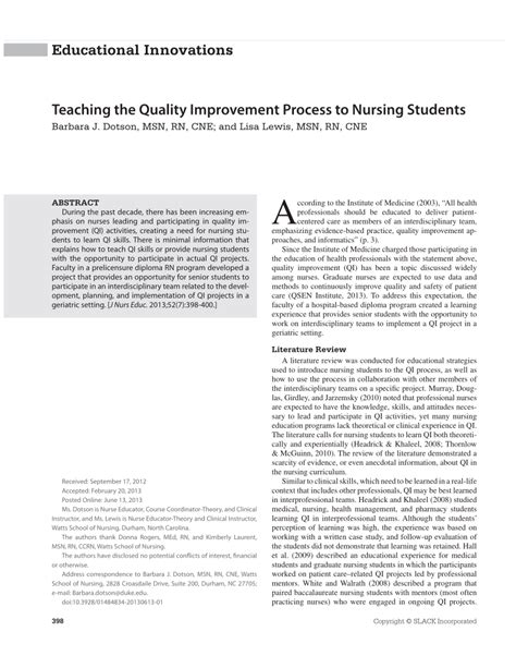 teaching  quality improvement process  nursing students
