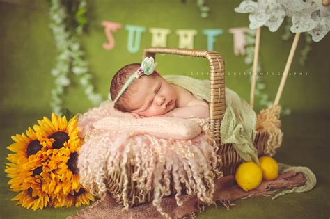 newborn baby girl named summer  summery set newborn session