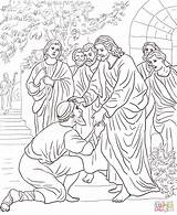 Blind Jesus Coloring Man Heals Getdrawings sketch template