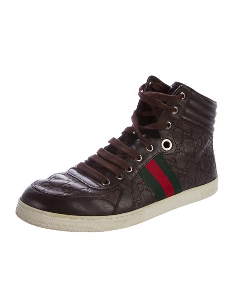 gucci leather guccissima sneakers brown sneakers shoes guc  realreal