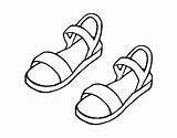 Sandals Coloring Drawing Shoes Flip Flops Draw Sketch Colouring Pages Color Drawings Kids sketch template