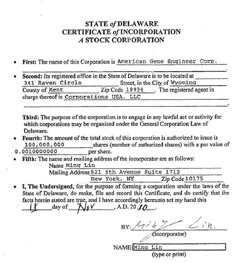 general overview  delaware certificate  incorporation