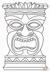 Tiki Coloring Mask Totem Pages Hawaiian Printable Template Masks African Luau Faces Crafts Party Hawaii Polynesian Drawing Sketch Kids Colouring sketch template