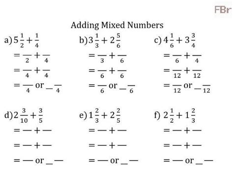 adding  subtracting mixed fractions worksheets worksheets master
