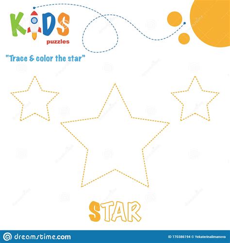 trace color  shape preschool worksheet practice stock vector