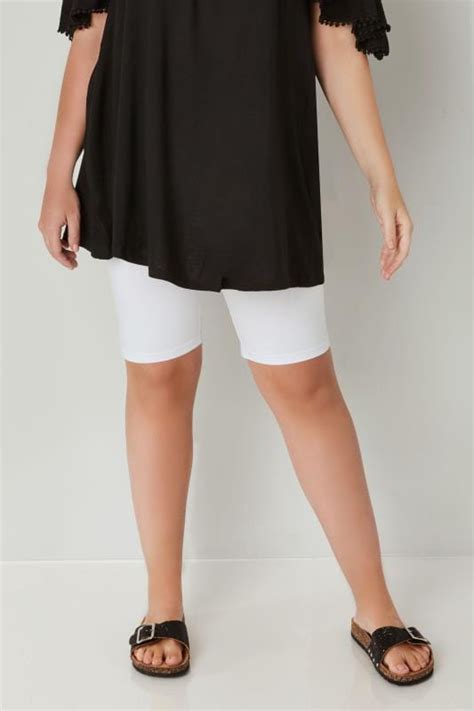 white cotton essential legging shorts plus size 16 to 36