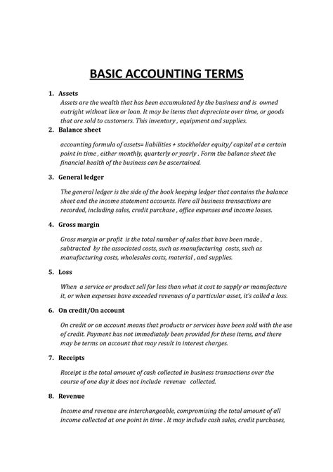 basic accounting terms basic accounting terms  assets assets