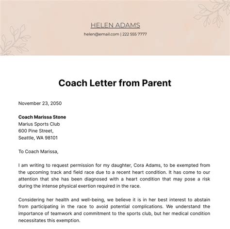 coach letter  parent template edit
