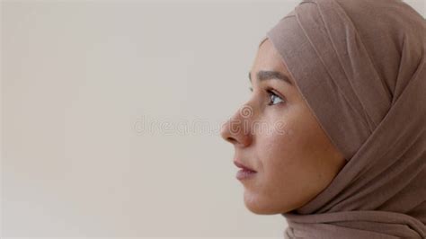 Muslim Beauty Close Up Portrait Of Young Gorgeous Middle Eastern Woman