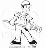 Plumber Clipart Cartoon Overalls Holding Male Illustration Happy Monkey Giant Vector Wrench Royalty Lal Perera 2021 sketch template
