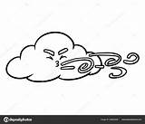 Cloud Vento Nuvola Wolk Kleurende Boek Children Wolke Windy Nette Blazende Gusty Karikatur Wolken Gezichts Ksenya Savva Illustratie Malbuch sketch template