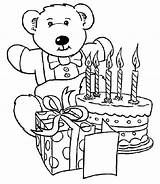 Birthday Coloring Happy Pages Bear Cake Teddy 4th Bears Present Drawing Printable Kids Colouring Color Getcolorings Getdrawings Print Prese Sheets sketch template