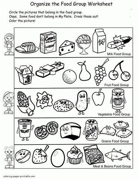 printables  coloring pages  healthy  unhealthy foods