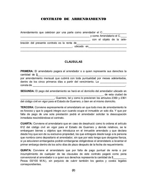 Contrato De Arrendamiento Sencillo Para Imprimir – Assistente