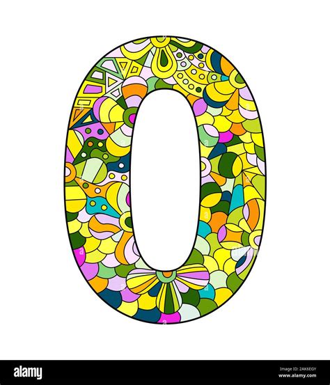 color ilustracion vectorial el numero cero en el estilo de zentangle contorno de color relleno
