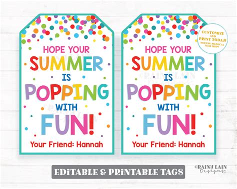 hope  summer  popping  fun tags   school year gift tags