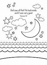 Creation Coloring Bible Preschool Pages Verse Sheet Worksheets Memory Lessons Children God Story Genesis Crafts Week Printable Sheets Days Activities sketch template