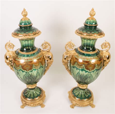 Regent Antiques Glassware Pair Of 4ft Green Cut Glass