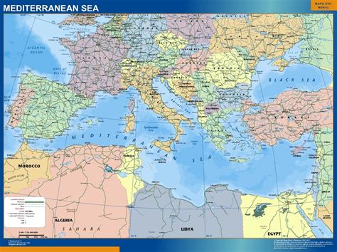 mediterranean sea political wall maps mapmakers offers poster