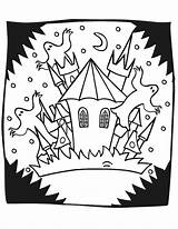 Coloring Haunted House Cartoon Popular sketch template