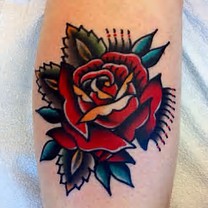Image result for traditional rose tattoo