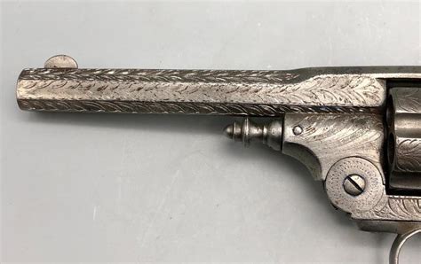 sold engraved antique belgium revolver  ivory grips western