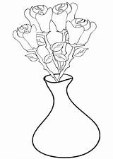 Coloring Vase Roses Pages sketch template