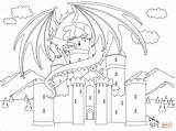 Coloring Dragon Castle Pages Drawing sketch template
