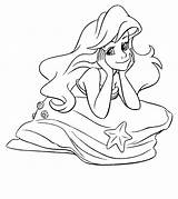 Coloring Mermaid Little Pages Ariel Popular sketch template