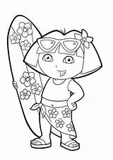 Coloring Pages Beach Dora Cartoon Explorer Printable Choose Board sketch template