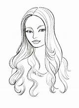 Hair Coloring Pages Hairstyle Long Girl Drawing Sketches Drawings Haircut Sketch Lucky Hairstyles Printable Braid Fashion Style Heather Fonseca Illustration sketch template
