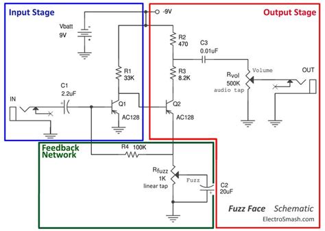 fuzz face schematic parts   fuzz distortion guitar guitar pedals
