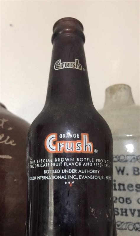 Vintage Orange Crush 10 Oz Amber Brown Soda Bottle Ribbed