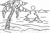 Sunset Coloring Pages Printable Color Beach Drawing sketch template