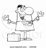 Businessman Briefcase Arms Holding Outline Coloring Illustration Happy His Rf Royalty Clipart Regarding Notes sketch template