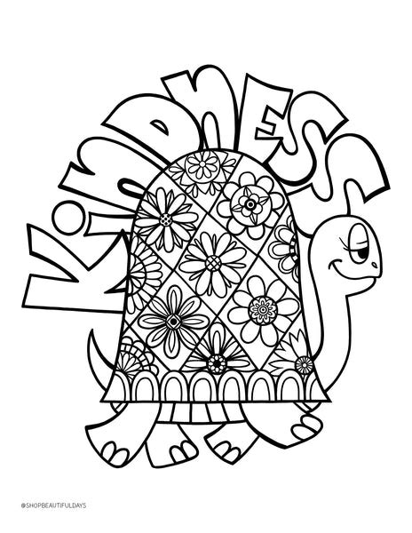 kindness coloring page  downloadable  beautiful days