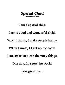 special child  poem  boosts  esteem short poems  kids