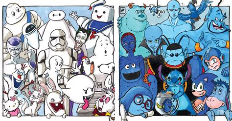 artist sorted famous characters  color demilked