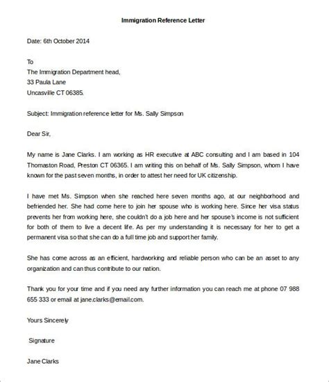 letter  recommendation  immigration letter template word letter
