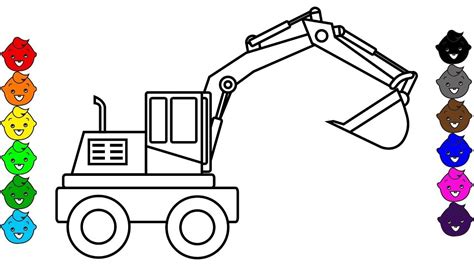 excavator coloring pages construction vehicles car colouring video