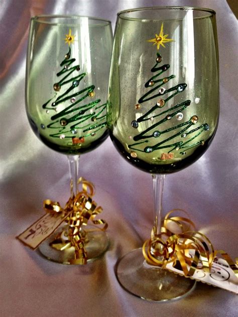 Christmas Tree Wine Glasses Christmas Wikii