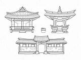 Hanok Koreansk Traditionell Graphicriver Coréen Illustrationer Enregistrée Py sketch template