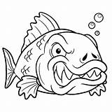 Fish Coloring Pages Monster Angry Bass Adult Saltwater Printable Fishing Sharp Getcolorings Print Teeth Size Color Getdrawings Colorluna sketch template