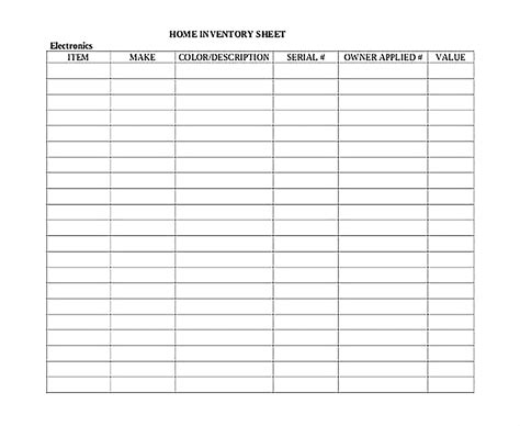 printable inventory spreadsheet template spreadsheet template