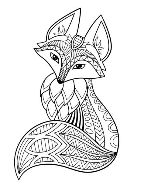 mandala fox coloring page sheet   print