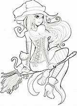 Coloring Halloween Pages Anime Happy Girls Witch Printable Manga Cute Adult Sheets Deviantart Getdrawings Book Color Sexy Colouring Lineart Google sketch template